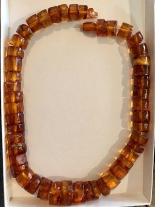 Antique Chinese Baltic Natural Honey Cognac Egg Amber Bead Necklace