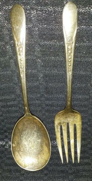 Vintage 1939 Reflection Wm Rogers Mfg.  Co.  Extra Plate Serving Spoon & Fork Set