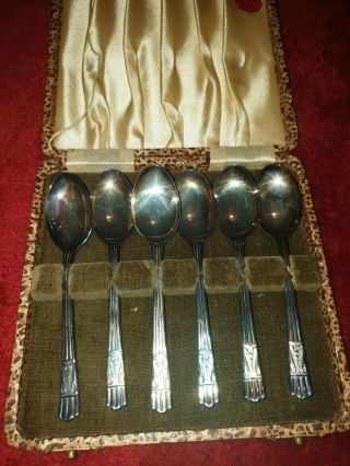 Yeoman Silver Plate Epns Teaspoons Set Of 6 Art Nouveau