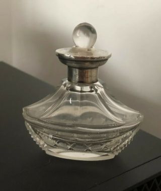 Antique Perfume Scent Bottle Sterling Silver Collar @ 1920