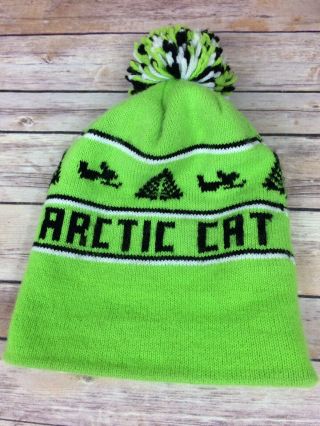 Vintage Arctic Cat Winter Pom - Pom Snowmobile Hat Size Medium Cap