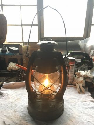 Antique/VINTAGE Primitive HERCULES Electric Light LANTERN Barn Lamp LARGE 3