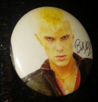 Billy Idol Music Legend 1985 Button Pin Rock N Roll Memorabilia Vintage Rare