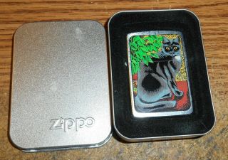 1995 Zippo Cat Design Full Size Lighter/nib/rare