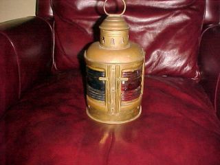 RARE Antique PERKO Perkins brass Marine lamp ship lantern BLUE AND RED LENS ORIG 3