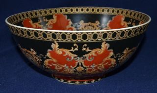 Amita Chinese Porcelain Bowl 10 " Red Burgundy & Black Heavy