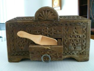 Tramp Folk Art Wood Spice Box