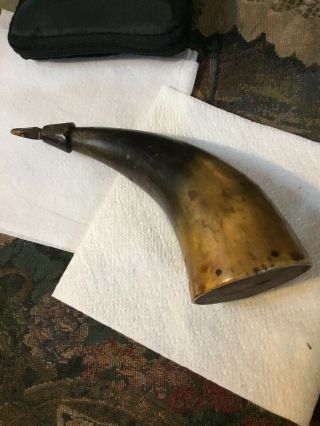 18th Century Revolutionary War Powder Horn 7 1/2 Inches Color