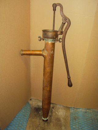 Pump Hand Water Copper Iron 40 In.  Farm Kitchen Yard Antique Rare 1890