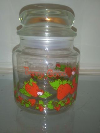 Vtg Strawberry Shortcake Anchor Hocking Canister Lid Jar Cookie Candy Berry Good