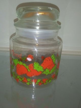 VTG Strawberry Shortcake Anchor Hocking Canister Lid Jar Cookie candy Berry Good 3