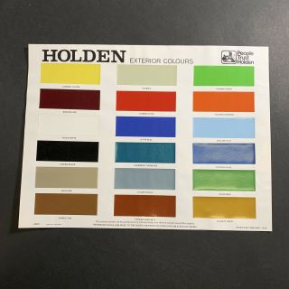 Rare Vintage 1978 Holden Exterior Colour Chip Chart Gts Sandman Torana Sunbird