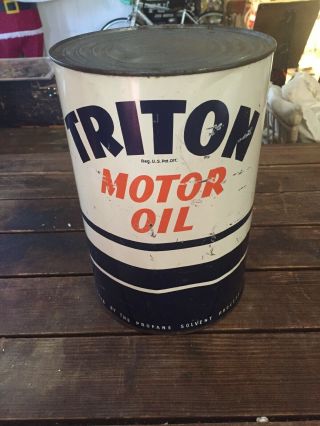 Vintage Rare Triton Motor Oil Can 5 Quart