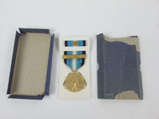 U.  S.  Antarctica Service Military Medal With Wintered Over Bar Old Complete Rare