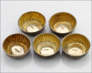 Antique / Vintage Sterling Silver Set Of 5 Small Spicy / Powder Saucers
