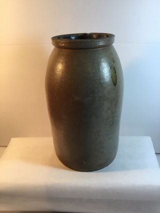 Antique Vintage Ovoid Stoneware Crock Vase Jug Jar Primitive Tan/brown/gray
