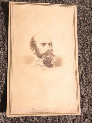 Antique Civil War Cdv Photo Confederate General Richard Ewell " Old Baldy "