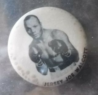 Rare Vintage Button Pin Jersey Joe Walcott Boxing 1940s