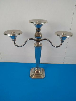 Pottery Barn Silver 3 Arm Taper Pillar Candle Holder Candelabra For Holidays