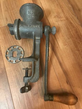 Vintage Winchester Repeating Arms Co.  W12 Cast Iron Meat Grinder With 2 Blades