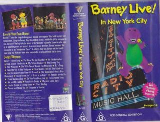 Barney Live In York City Vhs Video Pal A Rare Find