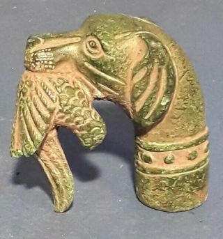 Unique Vintage Walking Stick Topper Hunting Dog With Bird In Mouth Bronze