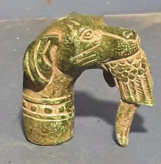 Unique Vintage Walking Stick Topper Hunting Dog With Bird In Mouth Bronze 2