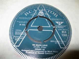 Henry Iii So Much Love / Sitting In The Park Rare 7in Demo Rca 1966 Soul