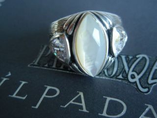Silpada Rare Sterling Silver 925 Stargazer Mother Of Pearl Cz Ring Size 9 R2808