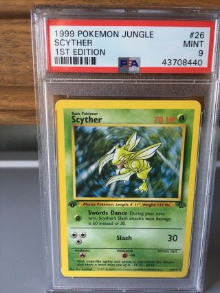 1st Edition Scyther Psa 9 Non Holo Rare 1999 Wotc Pokemon Card Jungle Set