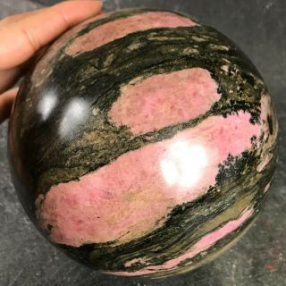 9.  56lb Gem Rhodonite Sphere Rare Red Gemstone Crystal Ball Brazil - 4823