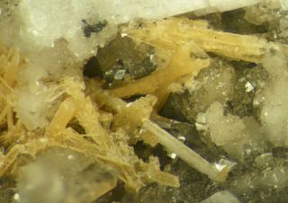 rare Nenadkevichite micro crystals - Mont Saint - Hilaire – Analyzed find 2