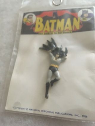 Vintage Batman And Robin Metal Pins 1966 MOC National Periodical RARE 2
