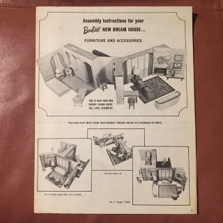Assembly Instructions For Your Barbies Dream House 1964