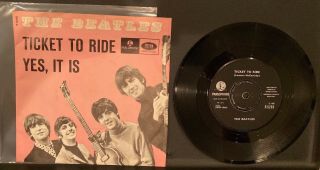The Beatles 1965 Ticket To Ride Rare 1st Press W/ Sleeve Denmark