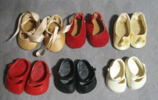 Vintage Accessories For Vogue Ginny Doll - 6 Pairs Of Shoes In Different Styles