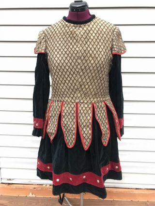 Antique Odd Fellows Black Red Velvet Robe Guard Regalia Medieval Knight Costume