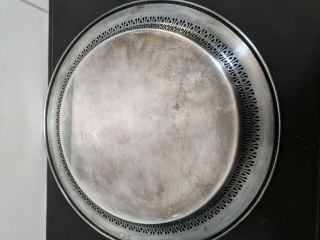 Vintage Wm Rogers Silver Plated Round Etched Serving Tray Platter 4871P 3