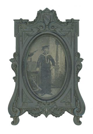 Cdv - Size Post - Civil War Tintype Of Us Navy Sailor In Rare Thermoplastic Frame