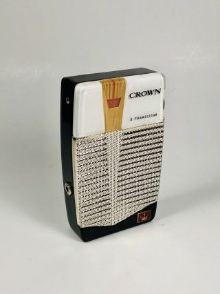 RARE 1950’s CROWN TR - 555 Reverse Painted Transistor Radio Made In Japan 2