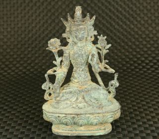 Asian Old Bronze Hand Carved Tibet Buddha Statue Home Table Decoration Gift