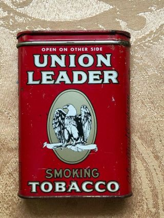 Vtg Antique Union Leader Smoking Tobacco Tin With Eagle By P Lorillard Company