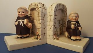 Rare Vintage Goebel Friar Tuck Bookends Xs - 184a & 184b,  Tmk 3