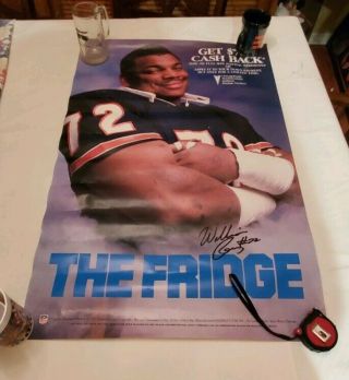 Vintage The Fridge William Perry Large Poster Rare Pontiac Ad Nfl Chicago Bears