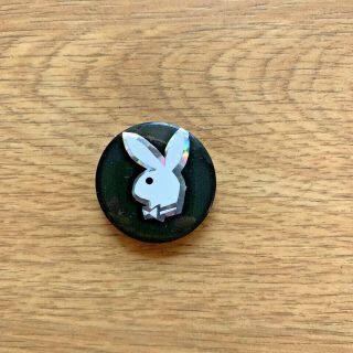 Playboy Bunny Pin Back Vintage 80’s White Black Rare Shines Sex Animal S Button