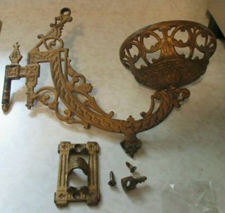 Antique Cast Iron Oil Lamp Wall Mount - With Bracket And Hardware