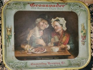 Antique Pre Pro Beer Serving Tray Emmerling Brewing Johnstown Pa 1913 Rare Vg,