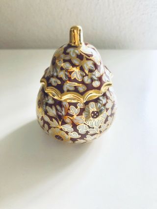 And Rare Vintage Japanese Porcelain Lidded Gold Ginger Jar 2 - 3/4 " Tall