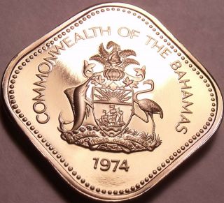 Rare Proof Bahamas 1974 15 Cents Hibiscus Triangle Coin 31,  000 Minted 2