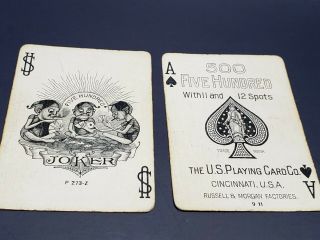 Antique 1896 No.  500 Playing Cards Dated 9/11 Includes 11&12 ' s Six Handed Games 3